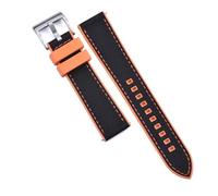 Svincoter Bracelets de montre hybrides en caoutchouc FKM, toile et nylon à dégagement rapide, 20 et 22 mm, adaptés à toutes les marques de montres de plongée(Orange-Black 1,22mm)