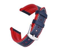 Svincoter Bracelets de montre hybrides en caoutchouc fluoré et cuir à dégagement rapide, 20 et 22 mm, adaptés à toutes les marques de montres de plongée(Blue red,20mm)