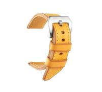 Svincoter Bracelets de montre universels rétro en cuir de vachette jaune marron épais de 3 mm for femmes et hommes, 20 mm, 22 mm, 24 mm, 26 mm(Yellow Brown S,20mm)