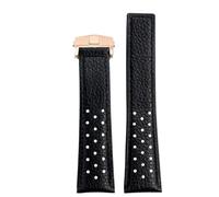 Svincoter Montre homme 22 mm en cuir véritable souple compatible avec les bracelets Heuer Monaco CAW211M 211P CAW211R 211T(Black-rose gold)