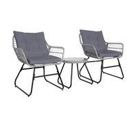 SVITA AMALFI Rotin Outdoor Salon de jardin 2 personnes Set de balcon 3 pièces in oussins Bistroset Polyrattan Gris clair