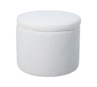 SVITA AMBER Boîte de rangement avec couvercle Tabouret avec espace de rangement Pouf en tissu Teddy blanc