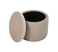 SVITA AMBER Boîte de rangement avec couvercle Tabouret avec espace de rangement Pouf en velours Beige