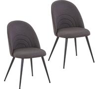 SVITA ANITA Lot de 2 chaises de salle à manger Chaises rembourrées en tissu avec pieds en métal gris foncé