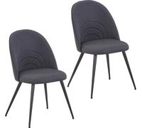 SVITA ANITA Lot de 2 chaises de salle à manger Chaises rembourrées en tissu avec pieds en métal noir