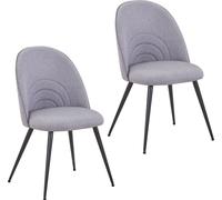 SVITA ANITA Lot de 2 chaises de salle à manger Chaises rembourrées en tissu Pieds en métal Gris