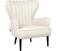 SVITA ARTHUR Fauteuil Relax Fauteuil à oreilles Moderne Rembourré Tissu Crème