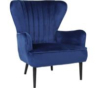 SVITA ARTHUR Fauteuil Relax Fauteuil à oreilles Moderne Rembourré Velours Bleu foncé