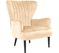 SVITA ARTHUR Fauteuil Relax Fauteuil à oreilles Moderne Rembourré Velours Marron clair