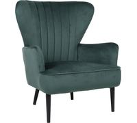 SVITA ARTHUR Fauteuil Relax Fauteuil à oreilles Moderne Rembourré Velours Vert foncé