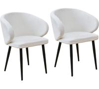SVITA AUDREY Lot de 2 chaises de salle à manger Fauteuil de cuisine avec accoudoirs Teddybouclé Blanc