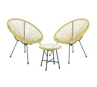 SVITA Bali Meuble de Balcon 3 pièces Polyrattan Lounge Set Balcon Meuble de Jardin Jaune