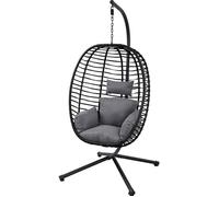 SVITA BELLY fauteuil suspendu avec cadre fauteuil suspendu pliant siège suspendu panier suspendu noir