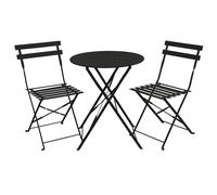 SVITA BERLIN Bistro-Set 3 pièces Garniture de jardin Meubles en métal Chaise Table Meubles pliants Balcon-Set Noir
