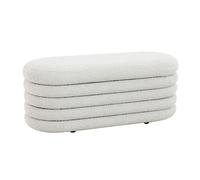 SVITA Blossom Tabouret XL avec espace de rangement - Banc de rangement - Banc rembourré - Charge maximale : 300 kg - Housse Ottomane Boucle - Blanc