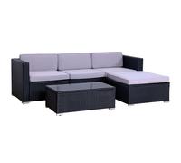 SVITA California Poly Rattan Lounge Noir Meuble de jardin