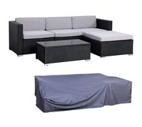 SVITA CALIFORNIA Salon de jardin Set avec housse Polyrattan avec coussins Noir