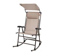 SVITA Chaise à bascule pliable d'extérieur avec protection solaire, appui-tête, accoudoir, marron sable