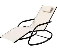 SVITA Chaise longue à bascule Chaise longue de jardin Bain de soleil Coussin Aluminium Beige