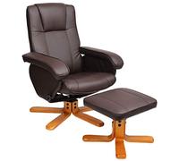 SVITA Charles Fauteuil de Relaxation TV Pivotant Avec Tabouret Repose-pieds - Pour Salon, Télévision et Lecture - Marron - Intérieur