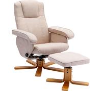 SVITA CHARLES Fauteuil relax Pouf Fauteuil beige Fauteuil TV pivotant Polyester Bois