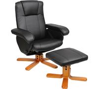 SVITA Charles Fauteuil Relax Tabouret Fauteuil TV Fauteuil pivotant Pied en bois Fauteuil TV Similicuir Noir