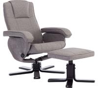 SVITA Charles Fauteuil relax Tabouret Fauteuil TV Fauteuil pivotant Polyester Bois Gris
