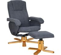SVITA Charles Fauteuil relax Tabouret Fauteuil TV Pied en bois Fauteuil pivotant Fauteuil TV Polyester Gris foncé