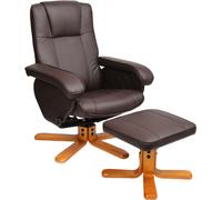 SVITA Charles Fauteuil Relax Tabouret Fauteuil TV Pied en bois Fauteuil pivotant Fauteuil TV Similicuir Marron