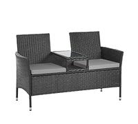 SVITA Chicago Banc de jardin en rotin synthétique - Banc de jardin - Banc de jardin - Banc de jardin - Banc de parc - Gris, noir ou marron (noir)