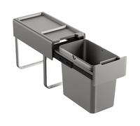 SVITA EM22 Poubelle encastrable, 22 l, 1 compartiment avec couvercle, pour cuisine, meuble bas, extensible, grise
