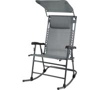 SVITA Fauteuil à bascule pliable Outdoor avec protection solaire Appuie-tête Accoudoir Gris foncé