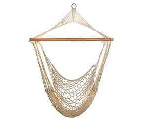 SVITA Fauteuil suspendu aspect filet à suspendre avec barre et corde en coton naturel (beige)