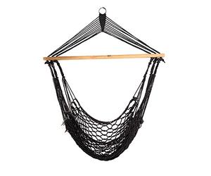 SVITA Fauteuil suspendu en maille à suspendre avec barre en coton Gris naturel