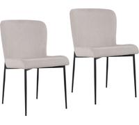 SVITA FREDDIE Chaise de salle à manger, lot de 2, revêtement velours côtelé, pieds métal beige
