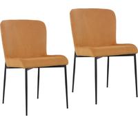SVITA FREDDIE Chaise de salle à manger, lot de 2, revêtement velours côtelé, pieds métal jaune moutarde