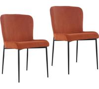 SVITA FREDDIE Chaise de salle à manger, lot de 2, revêtement velours côtelé, pieds métal orange