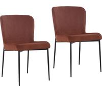 SVITA FREDDIE Chaise de salle à manger, lot de 2, revêtement velours côtelé, pieds métalliques, brun
