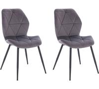 SVITA JAMIE Lot de 2 chaises de salle à manger Chaise rembourrée sans accoudoirs revêtement velours gris foncé