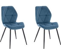 SVITA JAMIE Lot de 2 chaises de salle à manger Chaise rembourrée sans accoudoirs revêtement velours bleu