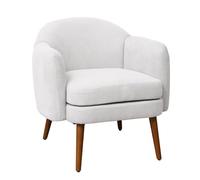 SVITA Johan Fauteuil de salon rembourré avec pieds en bois d'hévéa et accoudoirs rembourrés moderne scandinave pour salon, véranda, blanc