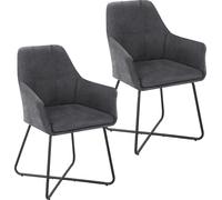 SVITA JOSIE Dining Set de 2 chaises de salle à manger Fauteuil Chaise rembourrée Gris foncé