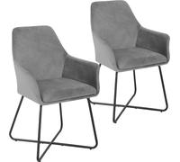 SVITA JOSIE Dining Set de 2 chaises de salle à manger Fauteuil Chaise rembourrée Tissu gris