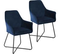 SVITA JOSIE Dining Set de 2 chaises de salle à manger Fauteuil Chaise rembourrée velours bleu foncé