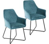 SVITA JOSIE Dining Set de 2 chaises de salle à manger Fauteuil Chaise rembourrée velours pétrole