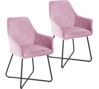 SVITA JOSIE Dining Set de 2 chaises de salle à manger Fauteuil Chaise rembourrée velours rose