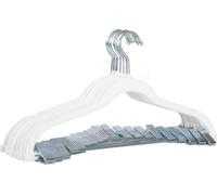 SVITA Lot de 10 cintres à pantalons avec clips, recouverts de velours blanc