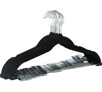 SVITA Lot de 10 cintres à pantalons avec clips, recouverts de velours Noir