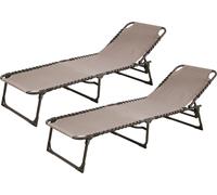 SVITA Lot de 2 chaises longues de jardin Chaise longue pliable respirante réglable Beige