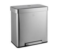 SVITA LT2X30 - Poubelle à pédale - 60 l - 2 compartiments de 30 l chacun - Autonome, avec couvercle Softclose, avec seau intérieur, argenté